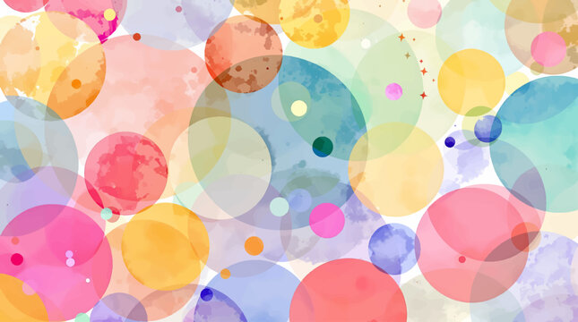 Polka dot Watercolor Abstract colorful pattern polka dot confetti on a white background