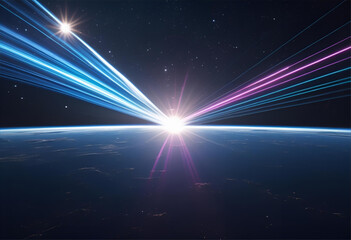 Space horizon earth light speed graphic design wallpaper background image