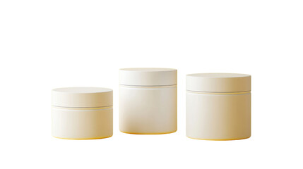 white cylinder podiums on white background