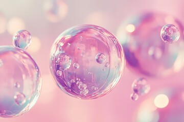 Delicate, iridescent bubbles in soft pink hues.