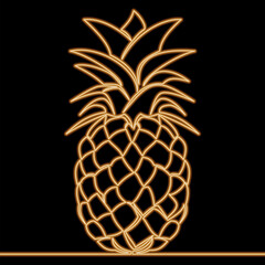 Fresh Ripe Pineapple Tropical Fruit icon neon glow vector illustration concept