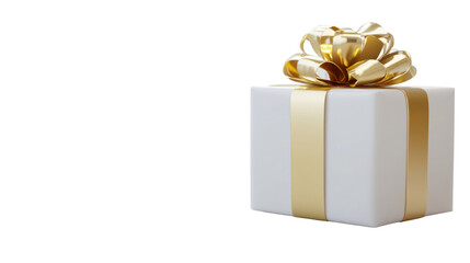 Obraz premium white gift box with gold ribbon on white background