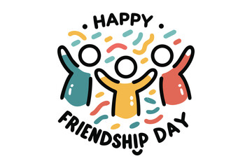 Three diverse friends celebrating together with colorful confetti and a cheerful spirit on friendship day