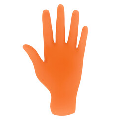 3d render orange rubber glove hand with transparent background