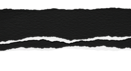 Black torn paper edge isolated PNG with Transparent Background
