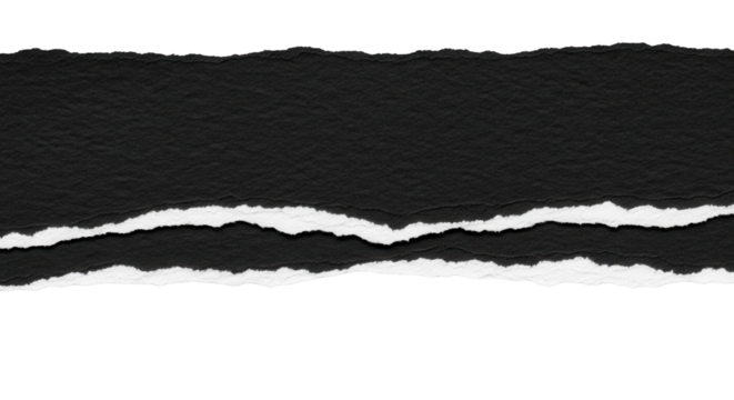 Black torn paper edge isolated PNG with Transparent Background