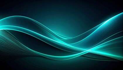 Naklejka premium Abstract teal glowing curve on black background