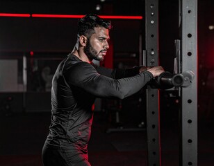 Strength and Determination: A dedicated individual, consumed by focus, meticulously prepares for a transformative fitness journey. Every contour reflects resolve.