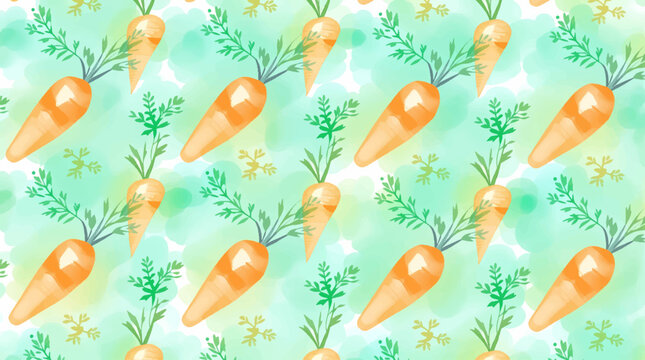 Seamless Pattern Watercolor Carrot Illustration Abstract Vegetable Background