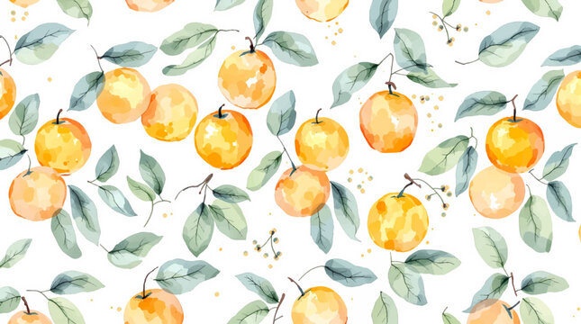 Juicy peach pattern with soft pastel tones and delicate leaves, perfect for fresh and summery designs