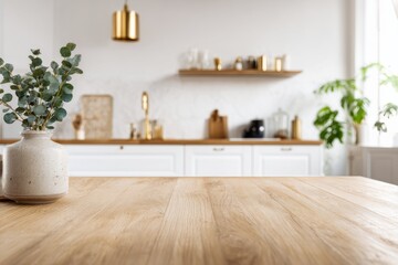 Modern minimalist kitchen with spacious layout, generated AI