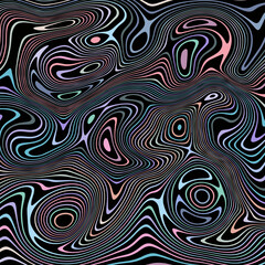 ABSTRACT ILLUSTRATION MARBLED TEXTURE LIQUIFY PSYCHEDELIC COLORFUL DESIGN. OPTICAL ILLUSION DARK BACKGROUND VECTOR DESIGN