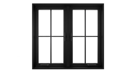 Obraz premium Black framed window with multiple panes isolated on white background, clean design