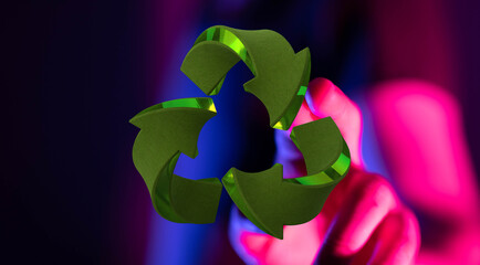 Sustainable future, eco-friendly concept.  Recycling symbol, environmental conservation.