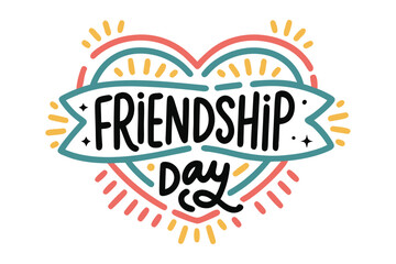 Celebrate friendship day with this vibrant heart graphic featuring bold lettering and a festive colorful design perfect for sharing