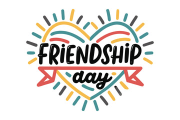 Celebrate friendship day with this vibrant and colorful heart design featuring bold lettering and playful graphic elements