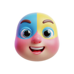 Fototapeta premium Colorful cartoon face exhibiting a diverse palette of pastel tones and smooth gradients