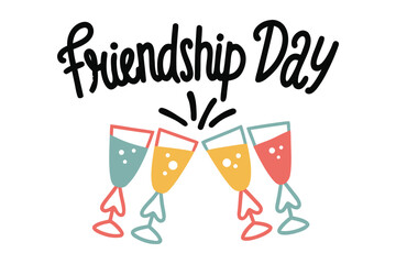 Celebrating friendship day with a cheerful toast of colorful drinks in festive glasses