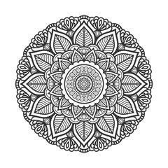 Mandala Art Vector   Intricate Black and White Geometric Floral Design for Coloring Pages and Meditation.
