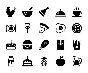 Food and Drink Solid Icon Set
