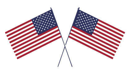 Two Crossed American Flags Vector Illustration
