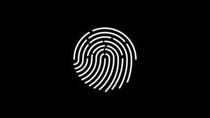 Futuristic fingerprint biometric scanner animation isolated on black background - Powered by Adobe