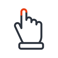 Pointing Hand Cursor Icon with a Distinct Orange Fingertip