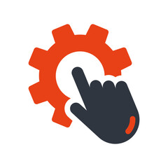 Solid Hand Interacting with Gear for Settings Adjustment