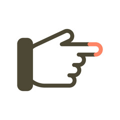 Stylized digital icon of a human hand pointing directly right