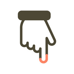Stylized icon of a human hand with index finger pointed directly downwards