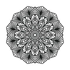 Mandala Art Vector   Intricate Black and White Geometric Floral Design for Coloring Pages and Meditation.