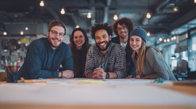 Smiling executive man analyzing data on screen, relaxed workspace - Powered by Adobe