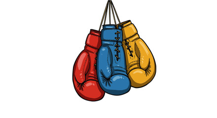 Colorful Hanging Boxing Gloves Vector Single Set