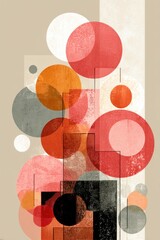 Abstract artwork with overlapping colorful circles and geometric patterns