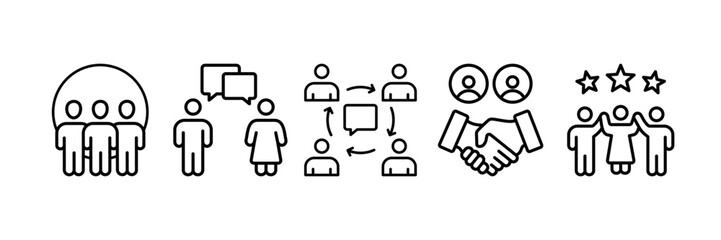 Management Team Icon Set Multiple Style Collection, Containing design Team, Collaboration,  Work Communication, Success