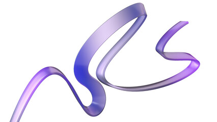 Holographic wavy glass ribbon background 3D rendering, Glass refraction twisted gradient curve wave isolated
