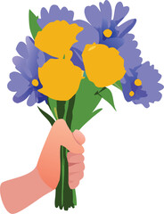 Transparent PNG available
PNG Hand holding flower bouquet flowers peony illustration.