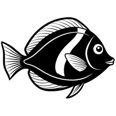 Blue Tang line art vector