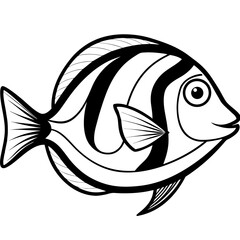 Blue Tang line art vector