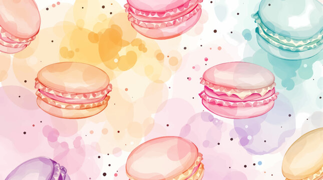 Watercolor pattern macaroni on white background vector