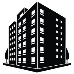 Apartment Building single vector shilhouette 