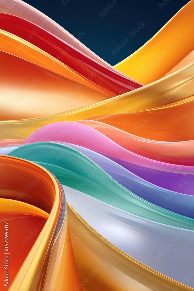 Poster colorful abstract waves creating a vibrant and dynamic visual pattern