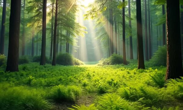 Deep Forest Escape Lush Greenery & Ambient Light in Tranquil Nature