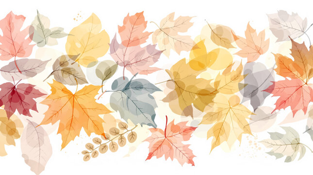 Hand-painted fall leaves in soft orange, red, and yellow tones, forming a harmonious design inspired by crisp autumn days