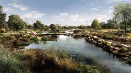 Sustainable hydropower facility coexisting with local wildlife habitat