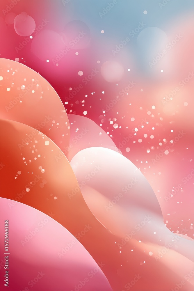 Poster abstract colorful gradient with soft bubbles and sparkling light particles