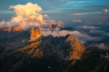 Dolomite stuning sunset from the Lagazuoi refuge