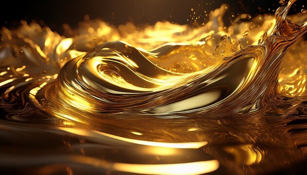 golden liquid stream a lustrous molten material cascading into a shimmering pool generating captivating ripples it embodies concepts of abundance wealth and elegance