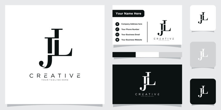 Initial JL or LJ Logo Design Vector With Business Card Design Template