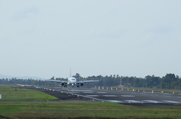 airplane landing on the airport